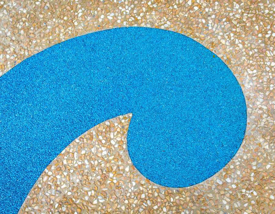 ItalianTerrazzo®, exposed aggregate paving giallo ocra and blu oltremare color. Giardino delle Arti, Maratea (Italy) Project Arch. Francesco Canestrini. 07