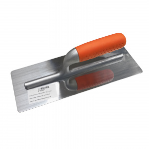 Trapezoidal trowel with rubber handle