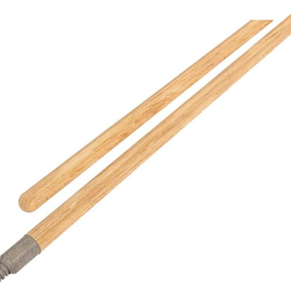 Wooden handle with metal ends